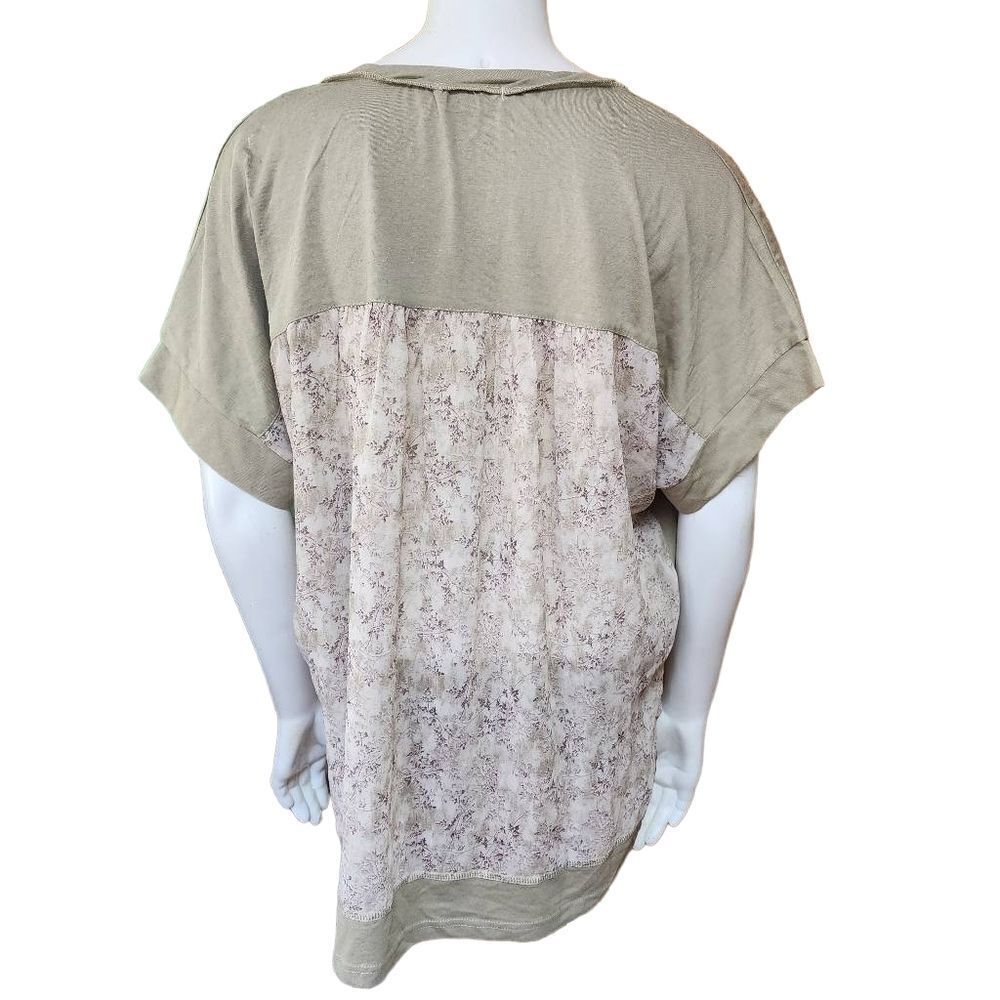 White Birch Tan & Cream Floral Patterned Sheer Back Blouse (S) - Picture 4 of 5